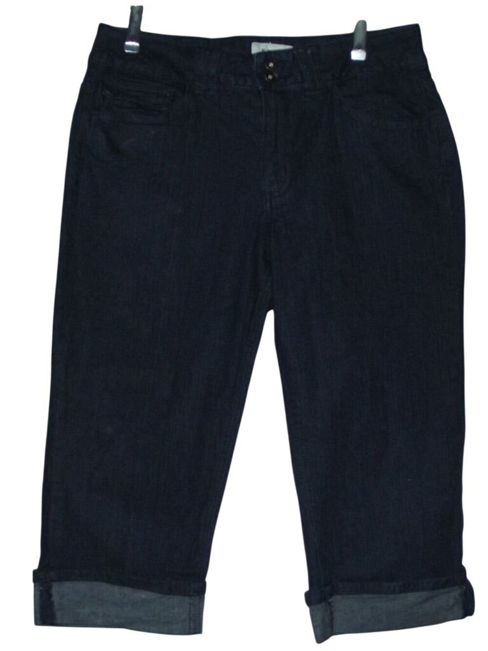 St. John's Bay Capri Jeans Womens 12 x 18" Dark Blue Stretch Denim mid rise crop